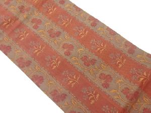 縞に花唐草模様織出し名古屋帯